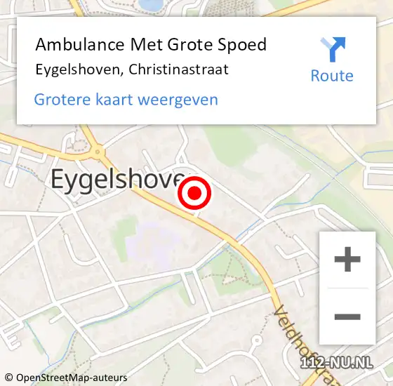 Locatie op kaart van de 112 melding: Ambulance Met Grote Spoed Naar Eygelshoven, Christinastraat op 20 augustus 2014 17:53