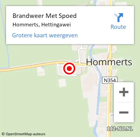Locatie op kaart van de 112 melding: Brandweer Met Spoed Naar Hommerts, Hettingawei op 31 maart 2023 04:11
