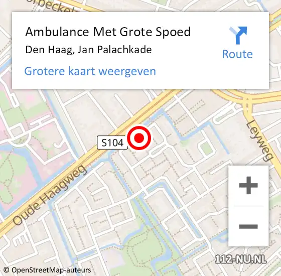 Locatie op kaart van de 112 melding: Ambulance Met Grote Spoed Naar Den Haag, Jan Palachkade op 31 maart 2023 04:34
