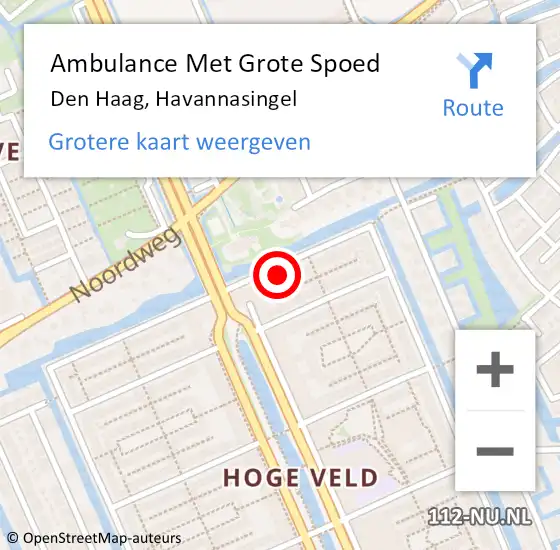 Locatie op kaart van de 112 melding: Ambulance Met Grote Spoed Naar Den Haag, Havannasingel op 31 maart 2023 04:34