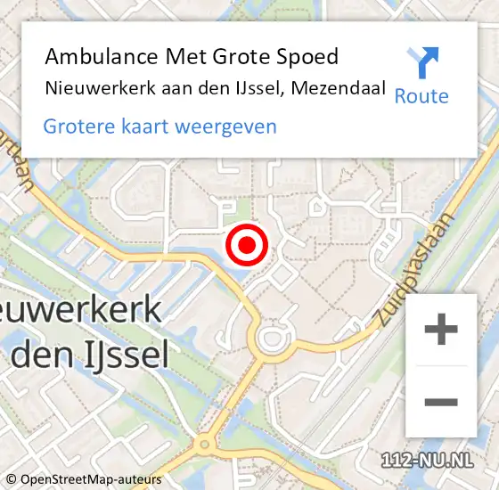 Locatie op kaart van de 112 melding: Ambulance Met Grote Spoed Naar Nieuwerkerk aan den IJssel, Mezendaal op 31 maart 2023 04:49