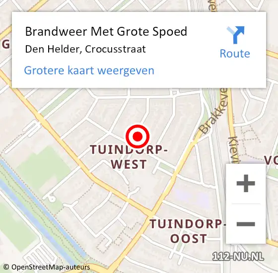 Locatie op kaart van de 112 melding: Brandweer Met Grote Spoed Naar Den Helder, Crocusstraat op 31 maart 2023 04:57