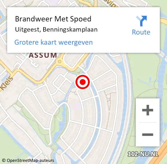 Locatie op kaart van de 112 melding: Brandweer Met Spoed Naar Uitgeest, Benningskamplaan op 31 maart 2023 05:38