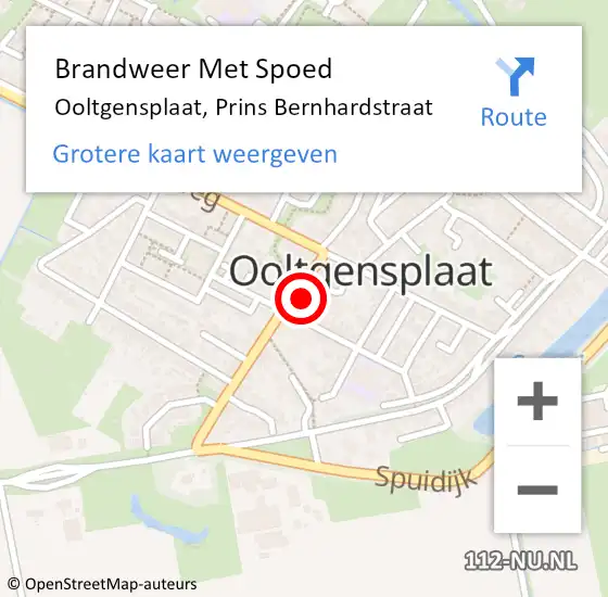 Locatie op kaart van de 112 melding: Brandweer Met Spoed Naar Ooltgensplaat, Prins Bernhardstraat op 31 maart 2023 05:47