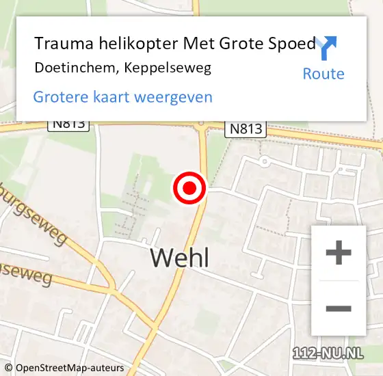 Locatie op kaart van de 112 melding: Trauma helikopter Met Grote Spoed Naar Doetinchem, Keppelseweg op 31 maart 2023 05:53