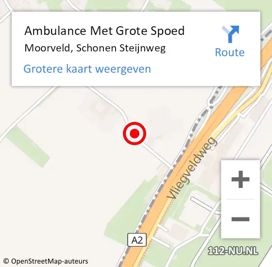 Locatie op kaart van de 112 melding: Ambulance Met Grote Spoed Naar Moorveld, Schonen Steijnweg op 20 augustus 2014 18:03