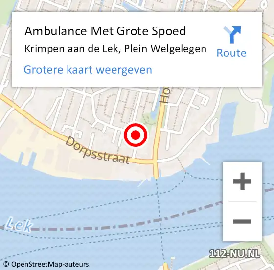 Locatie op kaart van de 112 melding: Ambulance Met Grote Spoed Naar Krimpen aan de Lek, Plein Welgelegen op 31 maart 2023 06:50