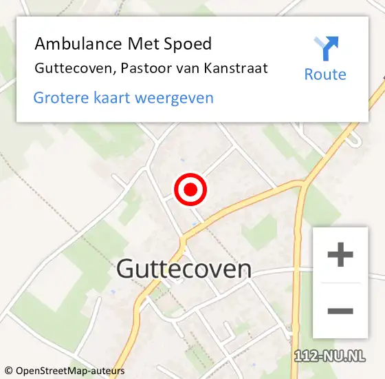 Locatie op kaart van de 112 melding: Ambulance Met Spoed Naar Guttecoven, Pastoor van Kanstraat op 20 augustus 2014 18:03