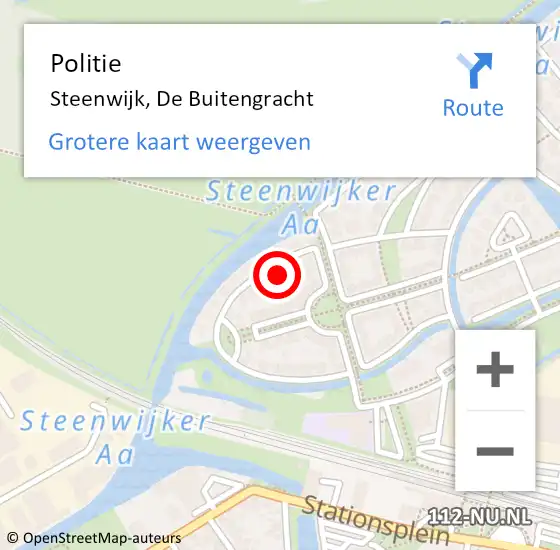 Locatie op kaart van de 112 melding: Politie Steenwijk, De Buitengracht op 31 maart 2023 07:19