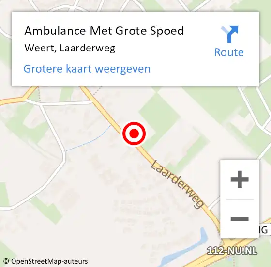 Locatie op kaart van de 112 melding: Ambulance Met Grote Spoed Naar Weert, Laarderweg op 31 maart 2023 07:48