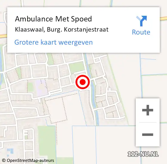 Locatie op kaart van de 112 melding: Ambulance Met Spoed Naar Klaaswaal, Burg. Korstanjestraat op 31 maart 2023 07:53