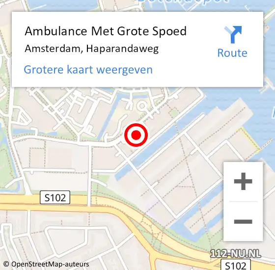 Locatie op kaart van de 112 melding: Ambulance Met Grote Spoed Naar Amsterdam, Haparandaweg op 31 maart 2023 08:07