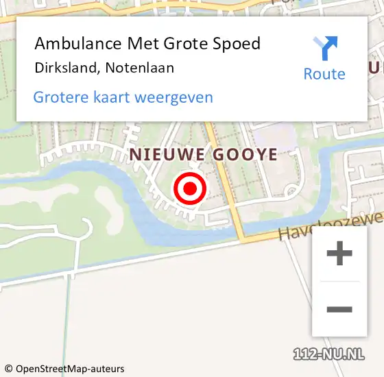 Locatie op kaart van de 112 melding: Ambulance Met Grote Spoed Naar Dirksland, Notenlaan op 31 maart 2023 08:53