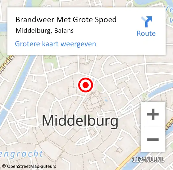 Locatie op kaart van de 112 melding: Brandweer Met Grote Spoed Naar Middelburg, Balans op 31 maart 2023 08:55