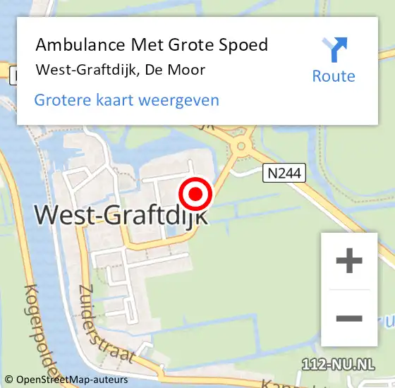 Locatie op kaart van de 112 melding: Ambulance Met Grote Spoed Naar West-Graftdijk, De Moor op 31 maart 2023 09:23