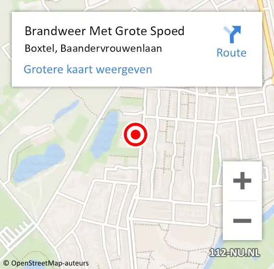 Locatie op kaart van de 112 melding: Brandweer Met Grote Spoed Naar Boxtel, Baandervrouwenlaan op 31 maart 2023 09:52