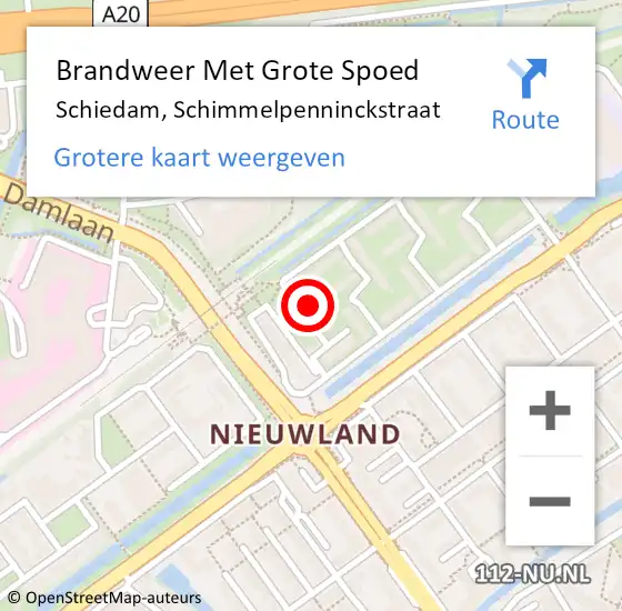 Locatie op kaart van de 112 melding: Brandweer Met Grote Spoed Naar Schiedam, Schimmelpenninckstraat op 31 maart 2023 10:02