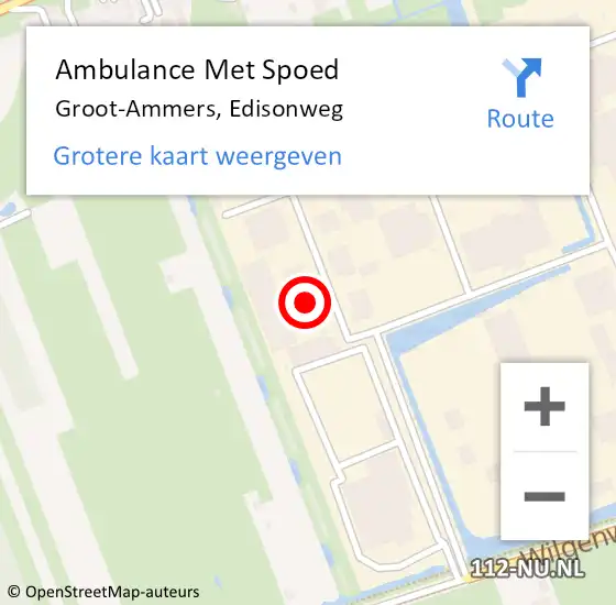 Locatie op kaart van de 112 melding: Ambulance Met Spoed Naar Groot-Ammers, Edisonweg op 31 maart 2023 10:16