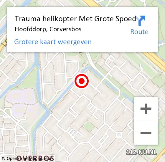 Locatie op kaart van de 112 melding: Trauma helikopter Met Grote Spoed Naar Hoofddorp, Corversbos op 31 maart 2023 10:20