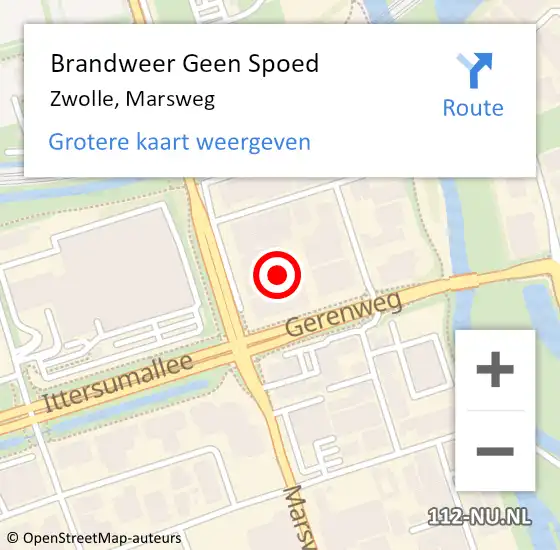 Locatie op kaart van de 112 melding: Brandweer Geen Spoed Naar Zwolle, Marsweg op 31 maart 2023 10:53