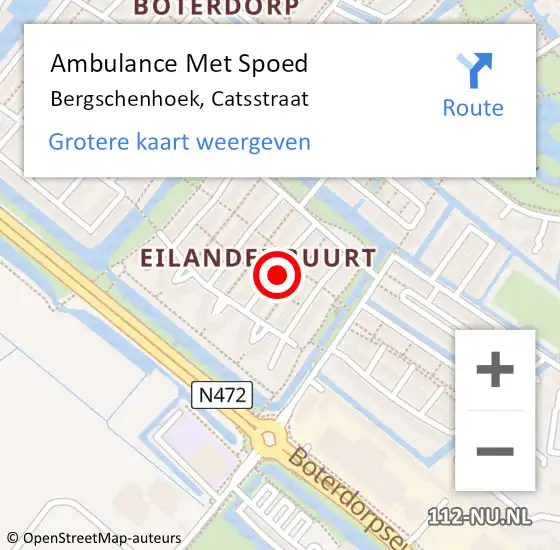 Locatie op kaart van de 112 melding: Ambulance Met Spoed Naar Bergschenhoek, Catsstraat op 31 maart 2023 10:56