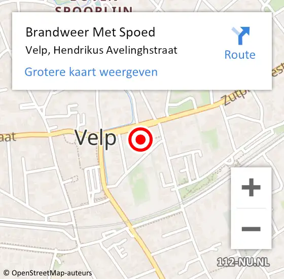 Locatie op kaart van de 112 melding: Brandweer Met Spoed Naar Velp, Hendrikus Avelinghstraat op 31 maart 2023 10:57