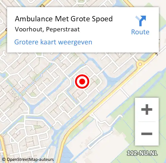 Locatie op kaart van de 112 melding: Ambulance Met Grote Spoed Naar Voorhout, Peperstraat op 31 maart 2023 11:04