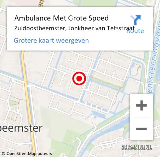 Locatie op kaart van de 112 melding: Ambulance Met Grote Spoed Naar Zuidoostbeemster, Jonkheer van Tetsstraat op 31 maart 2023 11:14