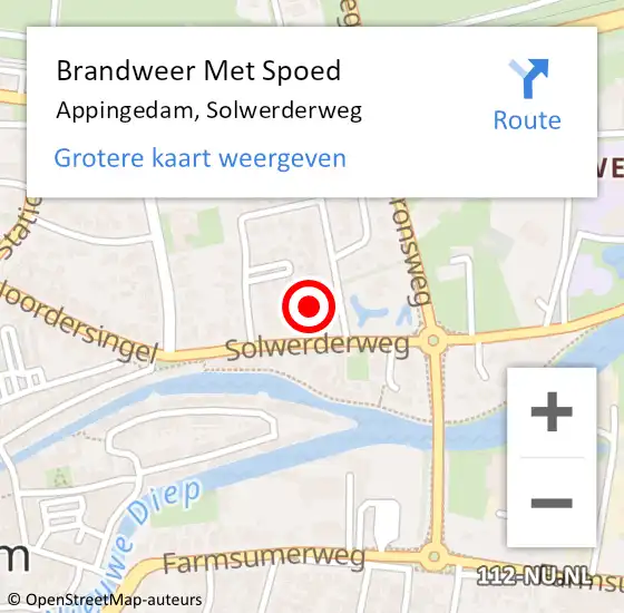 Locatie op kaart van de 112 melding: Brandweer Met Spoed Naar Appingedam, Solwerderweg op 31 maart 2023 11:16