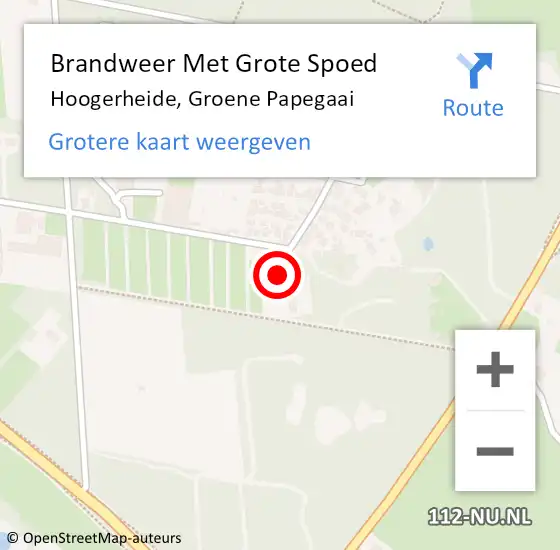 Locatie op kaart van de 112 melding: Brandweer Met Grote Spoed Naar Hoogerheide, Groene Papegaai op 31 maart 2023 11:16