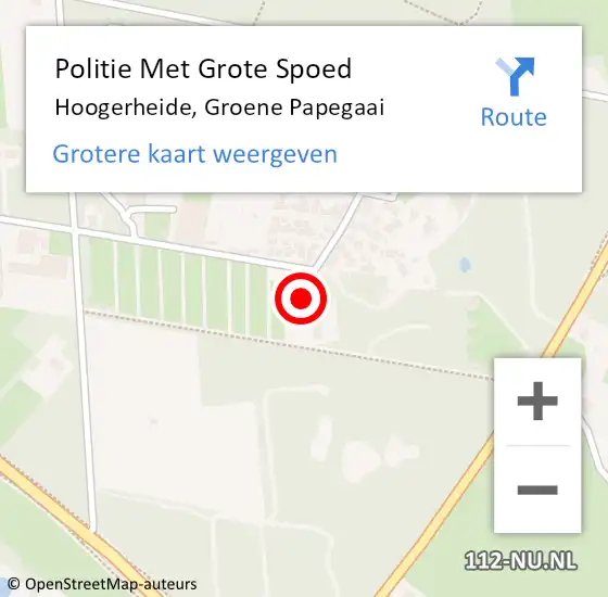 Locatie op kaart van de 112 melding: Politie Met Grote Spoed Naar Hoogerheide, Groene Papegaai op 31 maart 2023 11:16