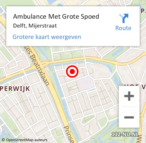 Locatie op kaart van de 112 melding: Ambulance Met Grote Spoed Naar Delft, Mijerstraat op 31 maart 2023 11:42