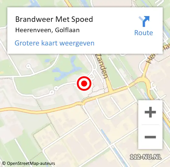 Locatie op kaart van de 112 melding: Brandweer Met Spoed Naar Heerenveen, Golflaan op 31 maart 2023 11:48