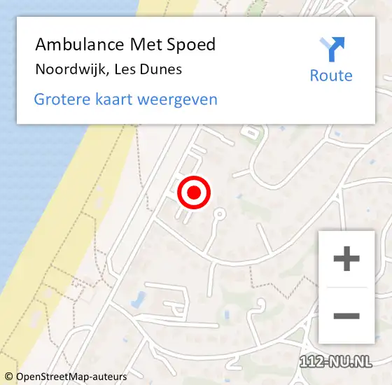 Locatie op kaart van de 112 melding: Ambulance Met Spoed Naar Noordwijk, Les Dunes op 31 maart 2023 12:09