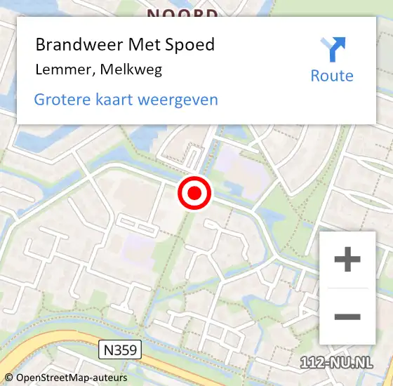 Locatie op kaart van de 112 melding: Brandweer Met Spoed Naar Lemmer, Melkweg op 20 augustus 2014 18:47