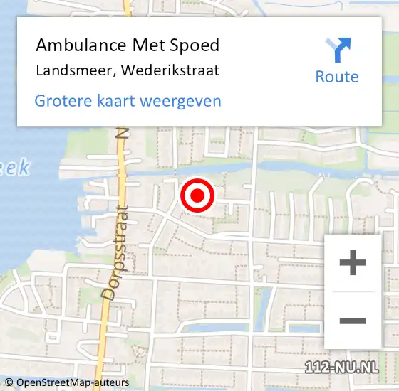 Locatie op kaart van de 112 melding: Ambulance Met Spoed Naar Landsmeer, Wederikstraat op 31 maart 2023 12:27