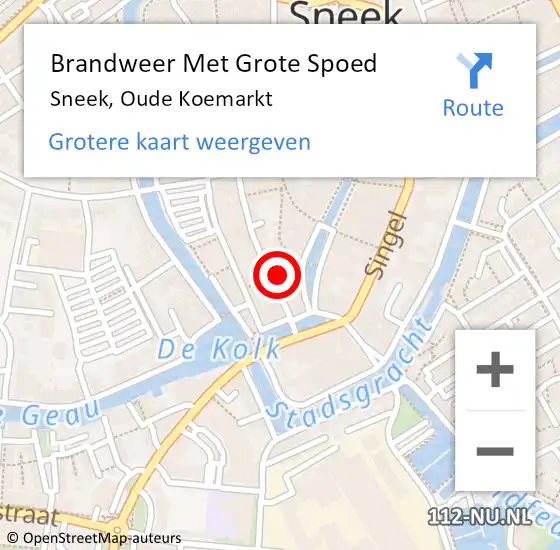 Locatie op kaart van de 112 melding: Brandweer Met Grote Spoed Naar Sneek, Oude Koemarkt op 31 maart 2023 12:37