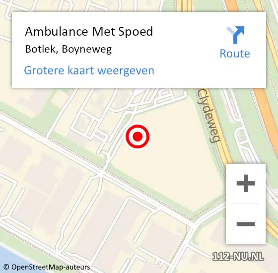 Locatie op kaart van de 112 melding: Ambulance Met Spoed Naar Botlek, Boyneweg op 31 maart 2023 12:47