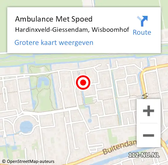 Locatie op kaart van de 112 melding: Ambulance Met Spoed Naar Hardinxveld-Giessendam, Wisboomhof op 31 maart 2023 13:03