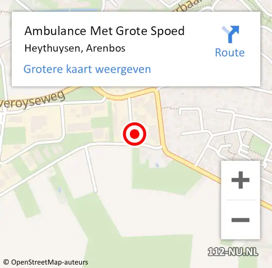 Locatie op kaart van de 112 melding: Ambulance Met Grote Spoed Naar Heythuysen, Arenbos op 12 oktober 2013 04:08