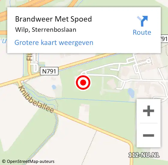 Locatie op kaart van de 112 melding: Brandweer Met Spoed Naar Wilp, Sterrenboslaan op 31 maart 2023 13:12