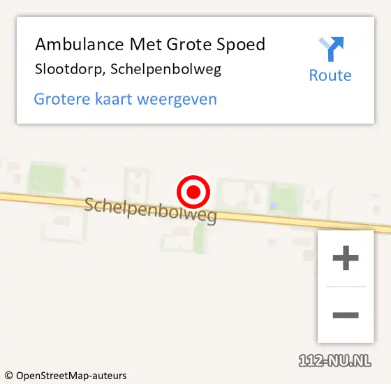 Locatie op kaart van de 112 melding: Ambulance Met Grote Spoed Naar Slootdorp, Schelpenbolweg op 31 maart 2023 13:15
