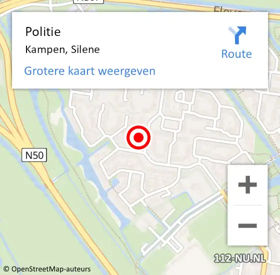 Locatie op kaart van de 112 melding: Politie Kampen, Silene op 31 maart 2023 13:40