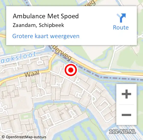 Locatie op kaart van de 112 melding: Ambulance Met Spoed Naar Zaandam, Schipbeek op 31 maart 2023 13:53