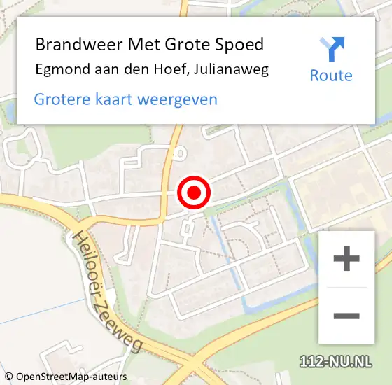 Locatie op kaart van de 112 melding: Brandweer Met Grote Spoed Naar Egmond aan den Hoef, Julianaweg op 20 augustus 2014 19:05