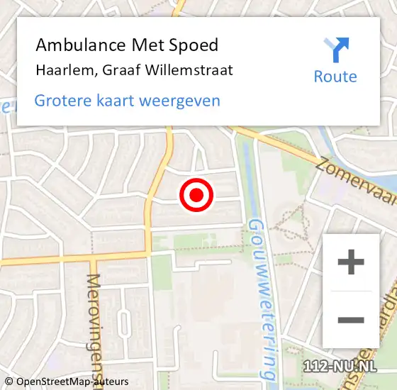 Locatie op kaart van de 112 melding: Ambulance Met Spoed Naar Haarlem, Graaf Willemstraat op 31 maart 2023 14:12