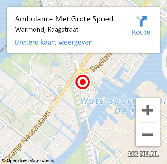 Locatie op kaart van de 112 melding: Ambulance Met Grote Spoed Naar Warmond, Kaagstraat op 31 maart 2023 14:18