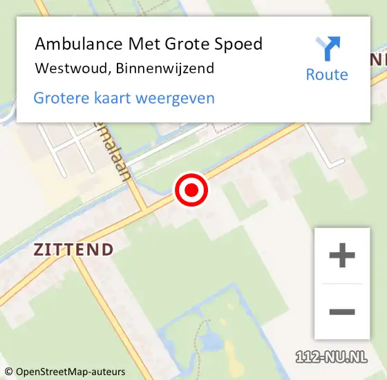 Locatie op kaart van de 112 melding: Ambulance Met Grote Spoed Naar Westwoud, Binnenwijzend op 20 augustus 2014 19:08