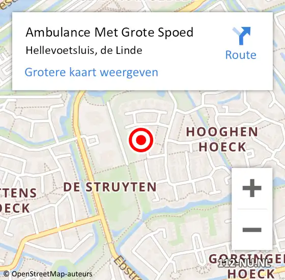 Locatie op kaart van de 112 melding: Ambulance Met Grote Spoed Naar Hellevoetsluis, de Linde op 31 maart 2023 14:35