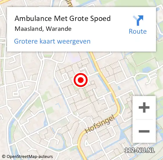 Locatie op kaart van de 112 melding: Ambulance Met Grote Spoed Naar Maasland, Warande op 31 maart 2023 14:51